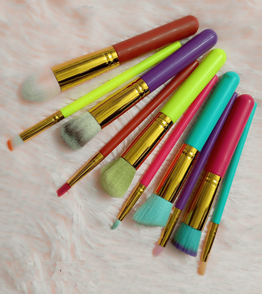 Buy Brush 10 Pcs Multi Color Make Up Brushes Set in Pakistan