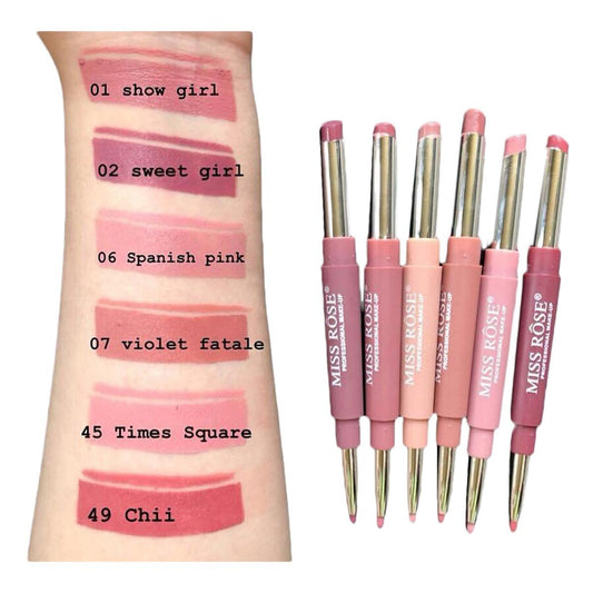 Buy Miss rose 2 In 1 Lip Liner + Lipstick Pack of 6 Pink in Pakistan