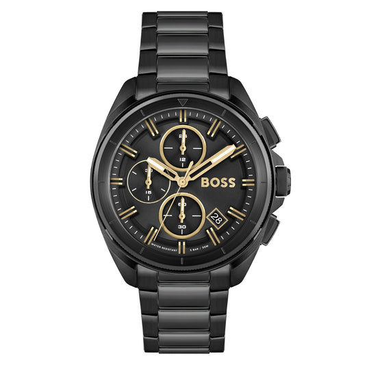 Buy Hugo Boss Volane Chronograph Black Dial Black Strap Mens Watch 45mm 5atm - 1513950 in Pakistan