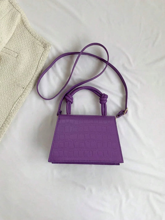 SHEIN Crocodile Embossed Square Bag Mini Flap Purple