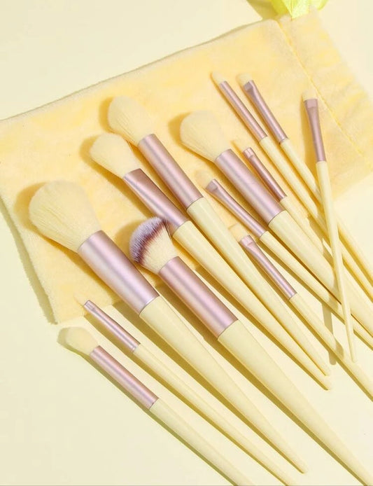 Buy Brush 13 Pcs Make Up Brushes Set With Pouch Yellow in Pakistan