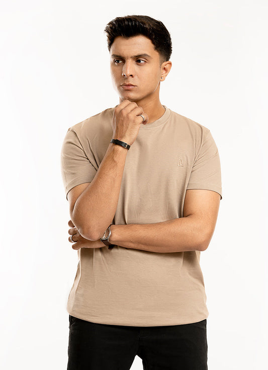 Buy Unisex Plain Crew Neck Short Sleeve T-Shirt - Khaki in Pakistan