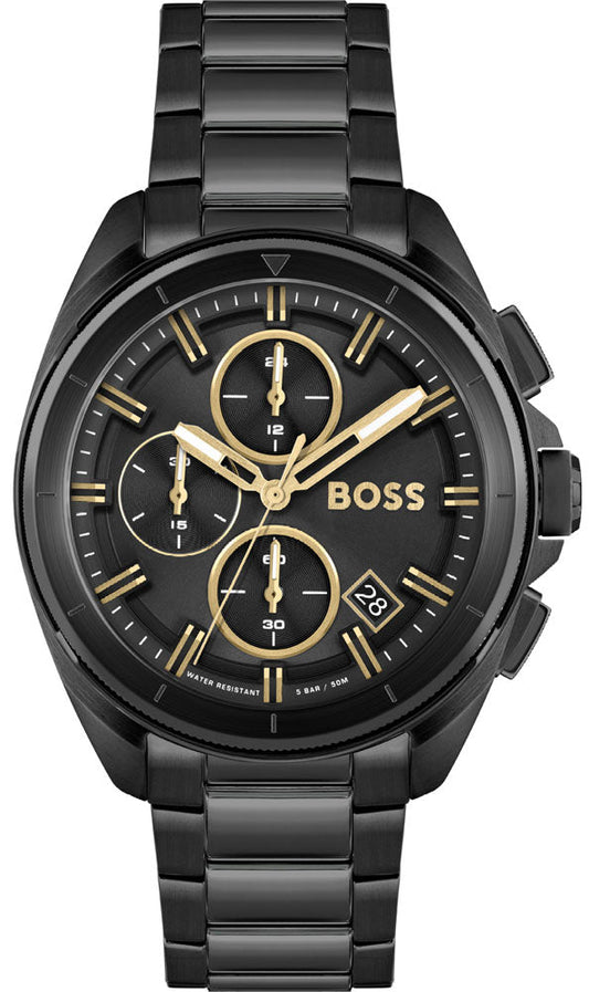 Buy Hugo Boss Volane Chronograph Black Dial Black Strap Mens Watch 45mm 5atm - 1513950 in Pakistan