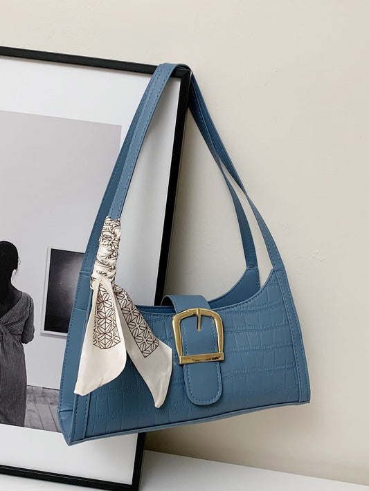 Buy SHEIN Versatile Blue Crocodile Pattern Armpit Bag in Pakistan