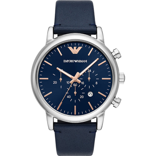 Buy Emporio Armani Men's Chronograph Leather Strap Blue Dial 46mm Watch - AR11451 in Pakistan