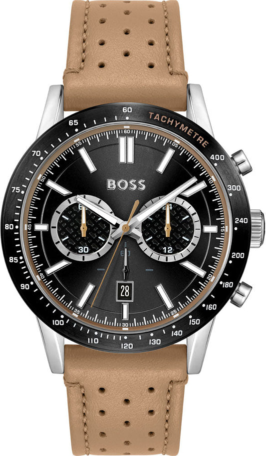 Buy Hugo Boss Mens Chronograph Quartz Leather Strap Black Dial 44mm Watch - 1513964 in Pakistan