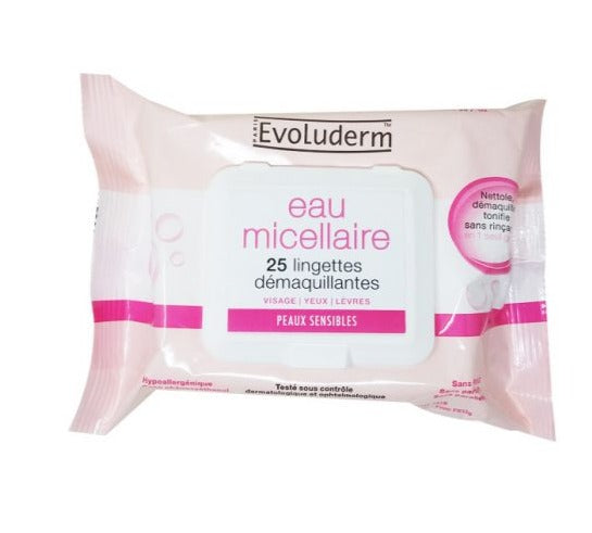 Evoluderm Micellar Water Cleansing Wipes Sensitive Skins - 25pcs