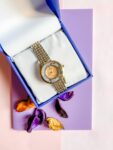 Women Watch Premium Wrist 3 Golden Dial Gift Set Box