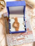 Women Watch Premium Wrist 3 Rosegold Dial Gift Set Box