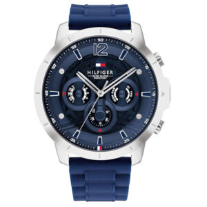 Tommy Hilfiger Men's Quartz Blue Silicone Strap Blue Dial 50mm Watch 1710489