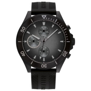 Tommy Hilfiger Men's Quartz Black Silicone Strap Black Dial 46mm Watch 1791921