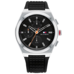 Tommy Hilfiger Men's Quartz Black Silicone Strap Black Dial 44mm Watch 1791898