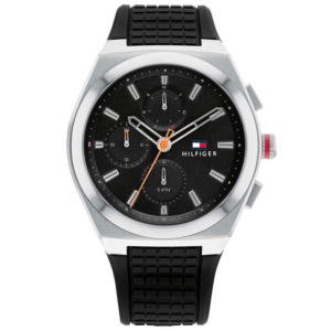 Tommy Hilfiger Men's Quartz Black Silicone Strap Black Dial 44mm Watch 1791898