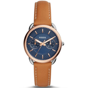 Fossil Women's Quartz Brown Leather Strap Blue Dial 35mm Watch ES4257