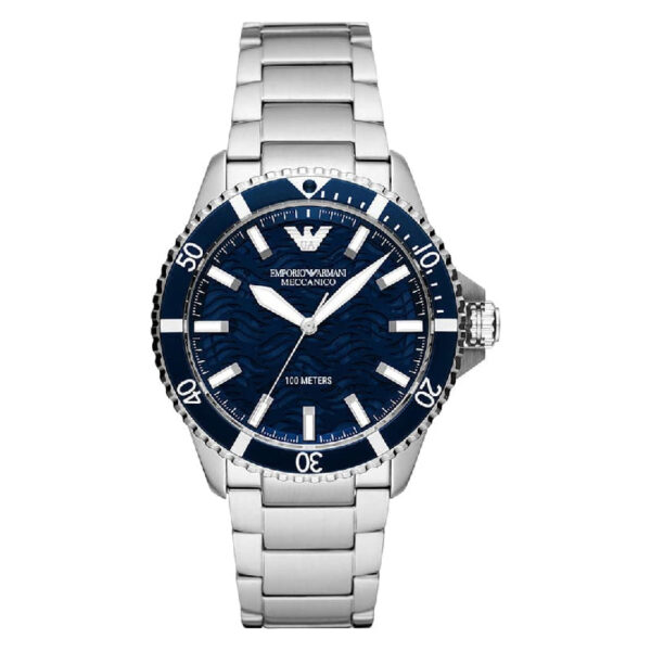 Emporio Armani Men's Automatic Silver Stainless Steel Blue Dial 42mm Watch AR60059