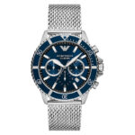 Emporio Armani Men's Quartz Silver Stainless Steel Blue Dial 43mm Watch AR11587