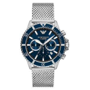 Emporio Armani Men's Quartz Silver Stainless Steel Blue Dial 43mm Watch AR11587