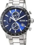 Hugo Boss Mens Chronograph Quartz Rafale Silver Stainless Steel Blue Dial 43mm Watch - 1513510