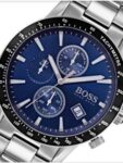 Hugo Boss Mens Chronograph Quartz Rafale Silver Stainless Steel Blue Dial 43mm Watch - 1513510