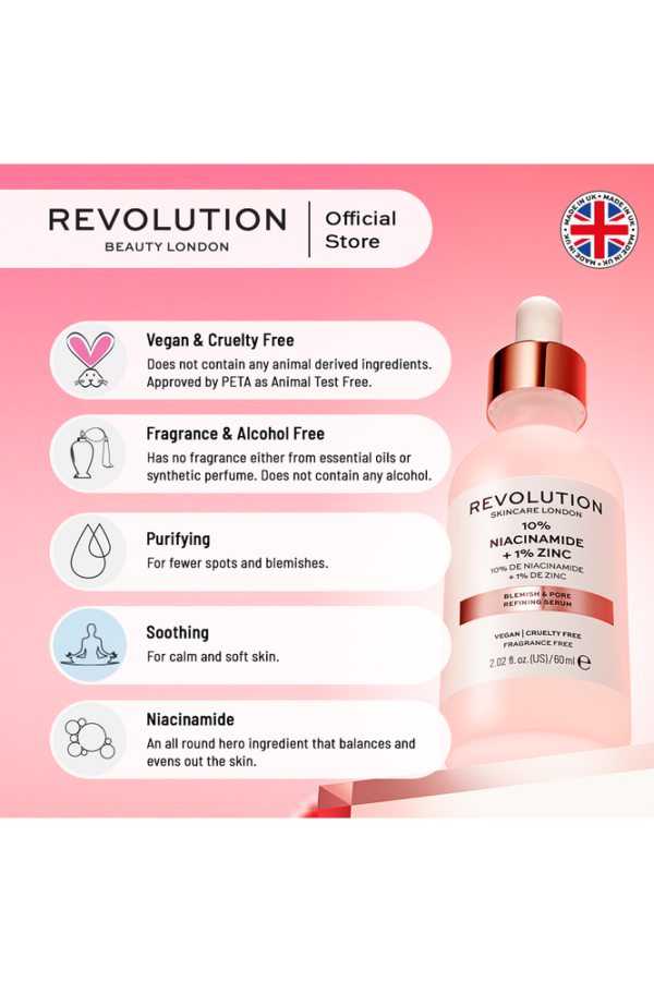 Revolution Skincare 10% Niacinamide 1% Zinc Blemish & Pore Refining Serum - 30ml