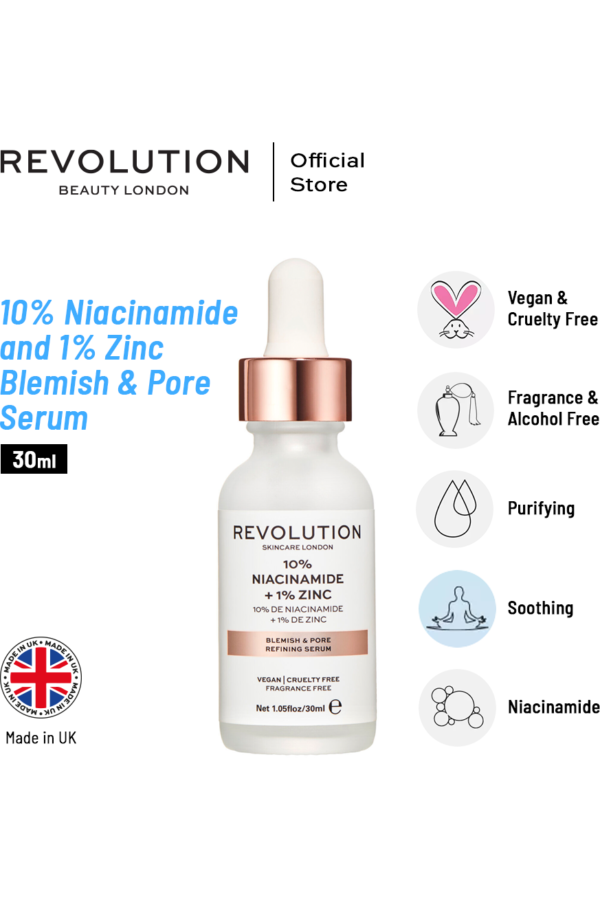 Revolution Skincare 10% Niacinamide 1% Zinc Blemish & Pore Refining Serum - 30ml