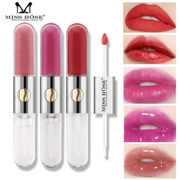 Miss Rose 2 In 1 Pack of 3 Fashion Long Lasting & Moisturizing Lip Gloss & Lip Oil