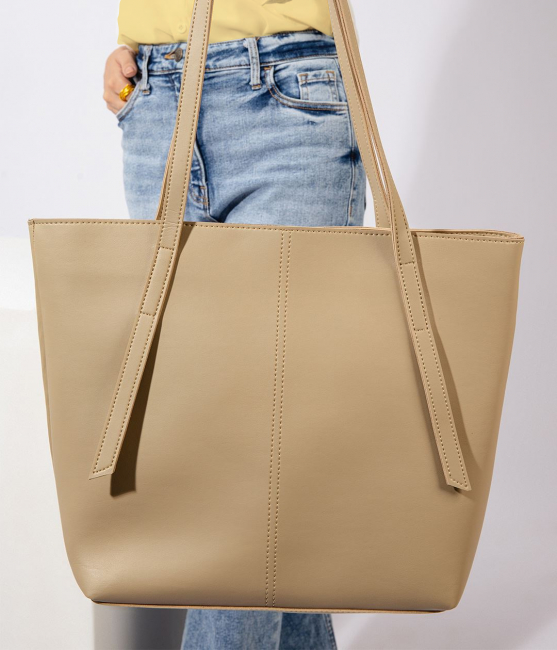 Minimalist Shoulder Tote Bag Beige