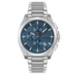 Hugo Boss Mens Chronograph Champion Silver Stainless Steel Blue Dial 44mm Watch - 1513818