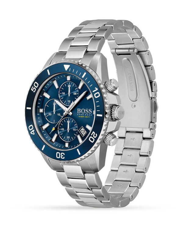 Hugo Boss Mens Quartz Silver Stainless Steel Blue Dial 46mm Watch - 1513907