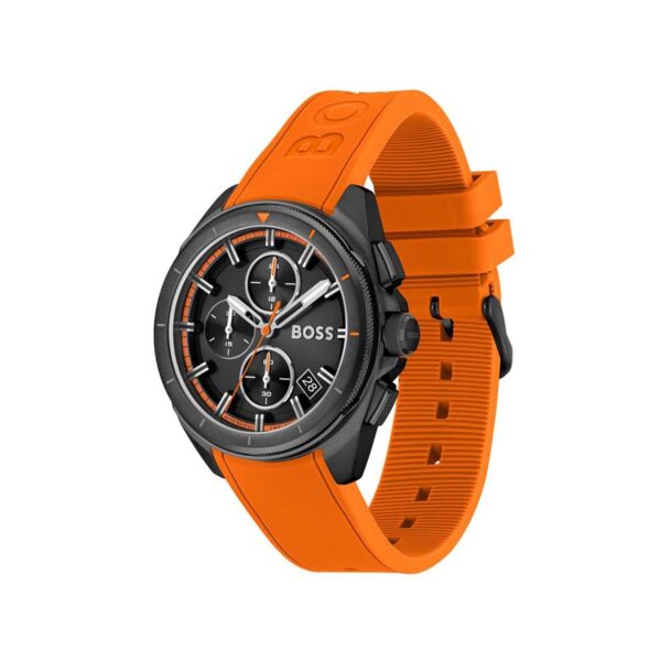 Hugo Boss Volane Chronograph Black Dial Orange Rubber Strap Mens Watch 45mm 5ATM - 1513957