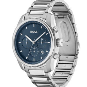 Hugo Boss Mens Silver Stainless Steel Blue Dial Chronograph Quartz Watch 1514007