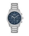 Hugo Boss Mens Silver Stainless Steel Blue Dial Chronograph Quartz Watch 1514007