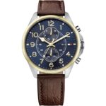 Tommy Hilfiger Men's Quartz Brown Leather Strap Blue Dial 47mm Watch 1791275