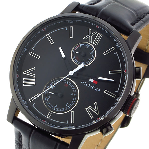 Tommy Hilfiger Quartz Leather Strap Black Dial 44mm Watch for Men - 1791310