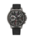 Tommy Hilfiger Quartz Black Leather Strap Grey Dial 46mm Watch for Men - 1791533