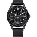 Tommy Hilfiger Quartz Leather Strap Black Dial 44mm Watch for Men - 1791638