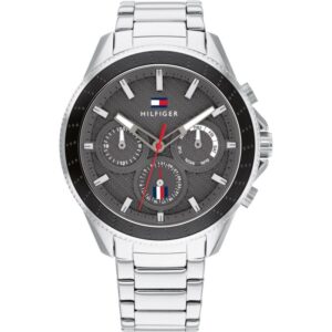 Tommy Hilfiger Mens Quartz Silver Stainless Steel Grey Dial 45mm Watch - 1791857