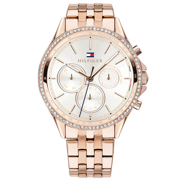 Tommy Hilfiger Womens Quartz Rose Gold Stainless Steel Silver Dial 38mm Watch - 1791978