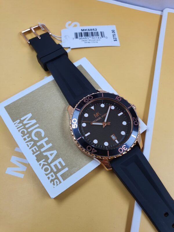 Michael Kors Womens Quartz Runway Silicone Strap Black Dial 40mm Watch - Mk6852