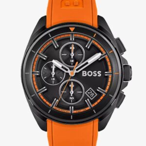 Buy Hugo Boss Volane Chronograph Black Dial Orange Rubber Strap Mens Watch 45mm 5ATM - 1513957 in Pakistan