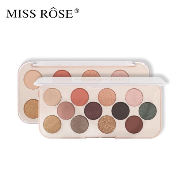 Miss Rose 12 Colors Eyeshadow Palette Matte Shimmer Waterproof Rainbow Color High Pigment