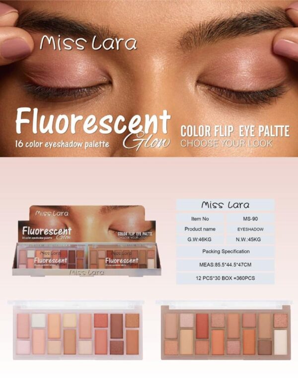 Miss Lara Fluorescent 16 Colors Eyeshadow Palette