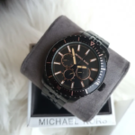 Michael Kors Mens Chronograph Quartz Stainless Steel Black Dial 44mm Watch - Mk7157