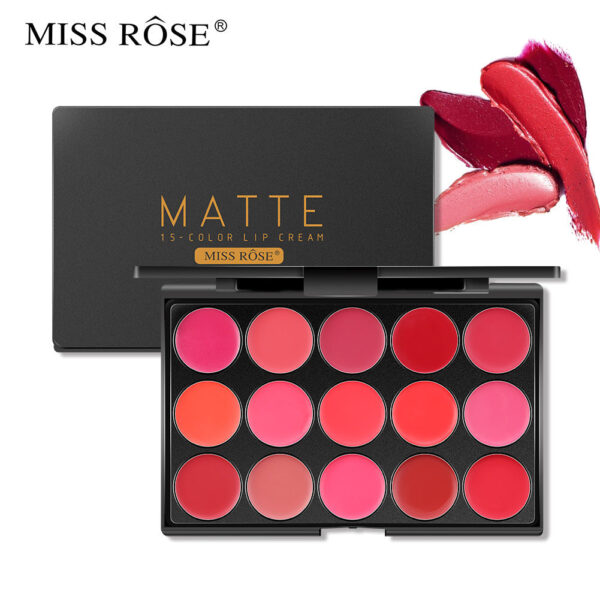 Miss Rose 15 Colors Matte Long Lasting Waterproof Nourishing Lip Cream Palette 20 - Gm