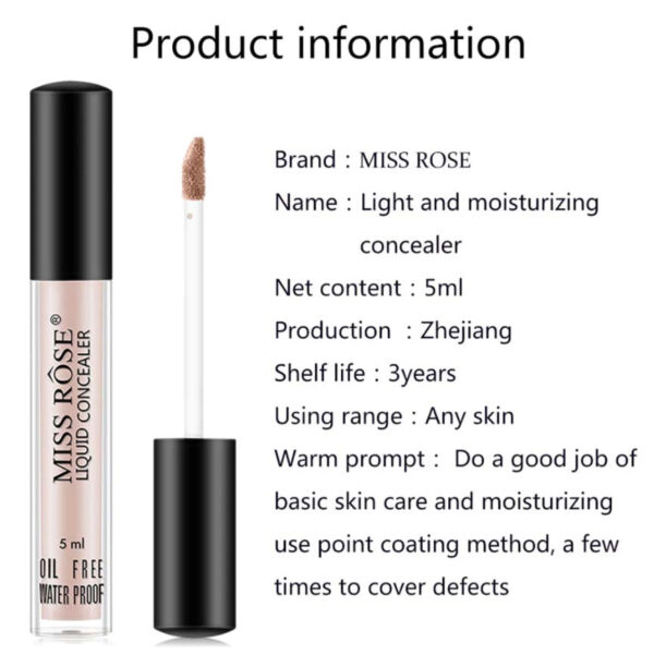 Miss Rose Pack Of 2 Waterproof Moisturizing Oil Free Full Coverage Deep Whitener Liquid Foundation 30ml & Concealer