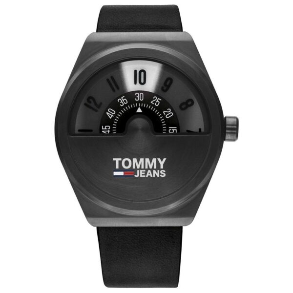 Tommy Hilfiger Mens Quartz Leather Strap Black Dial 42mm Watch - 1791773