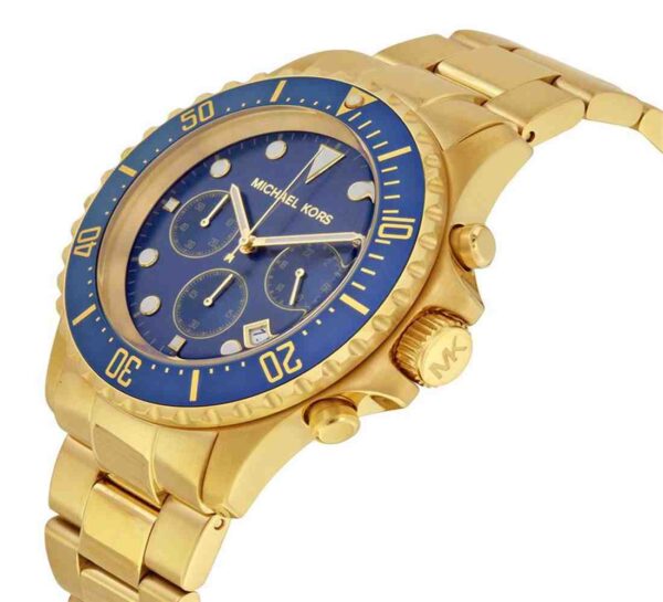 Michael Kors Mens Gold Stainless Steel Blue Dial 45mm Watch - Mk8267