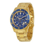 Michael Kors Mens Gold Stainless Steel Blue Dial 45mm Watch - Mk8267