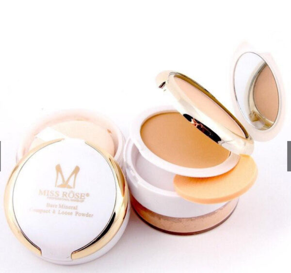 Miss Rose Professional 3D Pearl Whitening Compact & Loose Powder 3 in 1