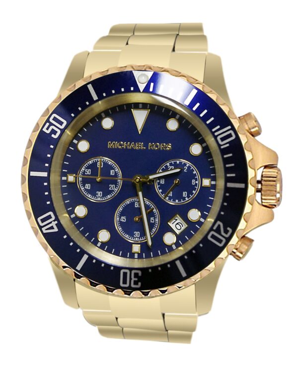 Michael Kors Mens Gold Stainless Steel Blue Dial 45mm Watch - Mk8267